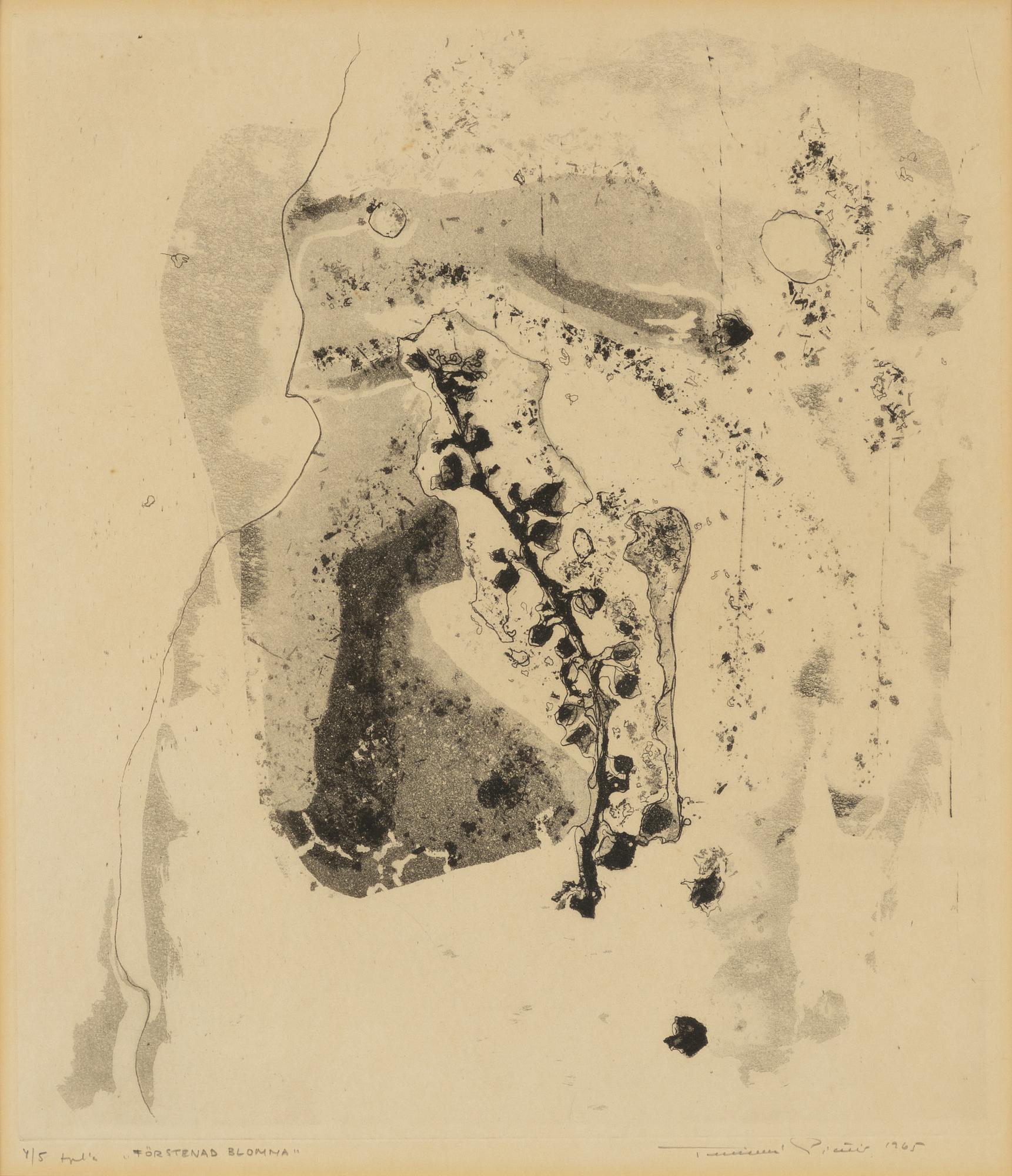 Tuulikki Pietilä, etching and aquatint, signed and dated 1965, numbered 4/5 artist's proof.