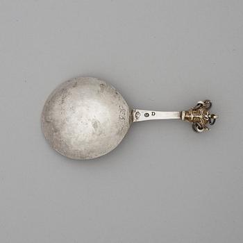 A Swedish early 18th century parcel-gilt spoon, marks of Samuel Phallén, Karlskrona 1702.