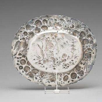 A Swedish early 18th century silver sweet-meat dish, mark of Henning Petri, Nykoping 1701.