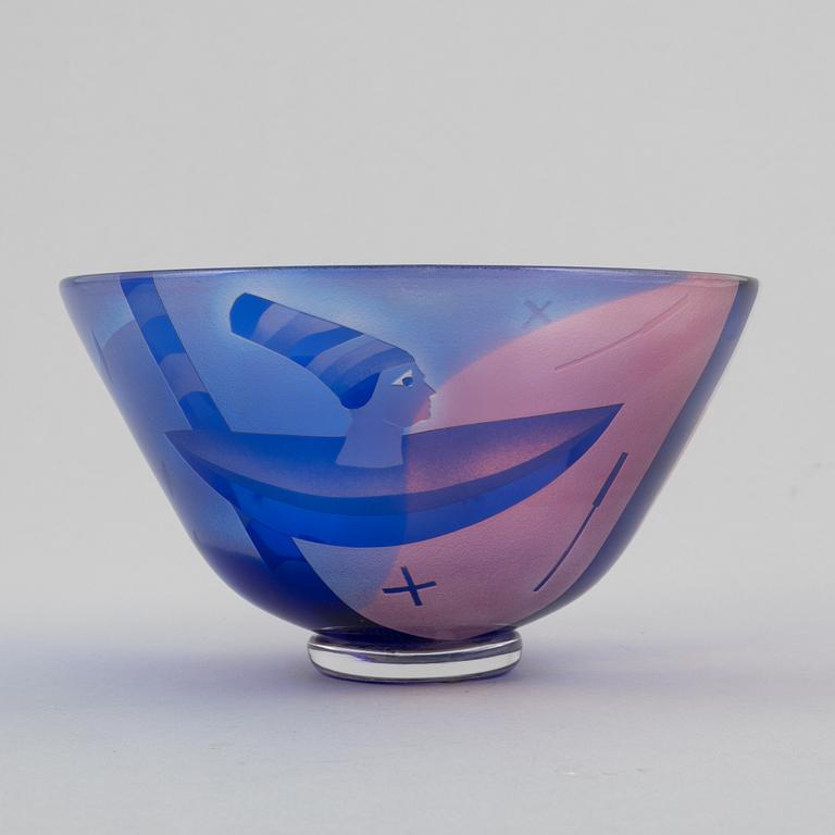 Bertil Vallien, a unique glass bowl, Kosta Boda, Sweden.