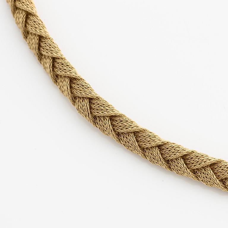 Collier, flätad, 18K guld,