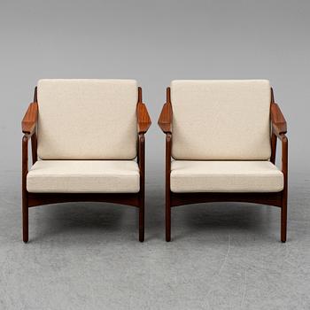 H Brockmann-Petersen, a pair of Danish teak easy chairs, 1950's/60's.