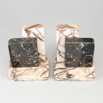 A pair of art déco marble book ends, 1930s.