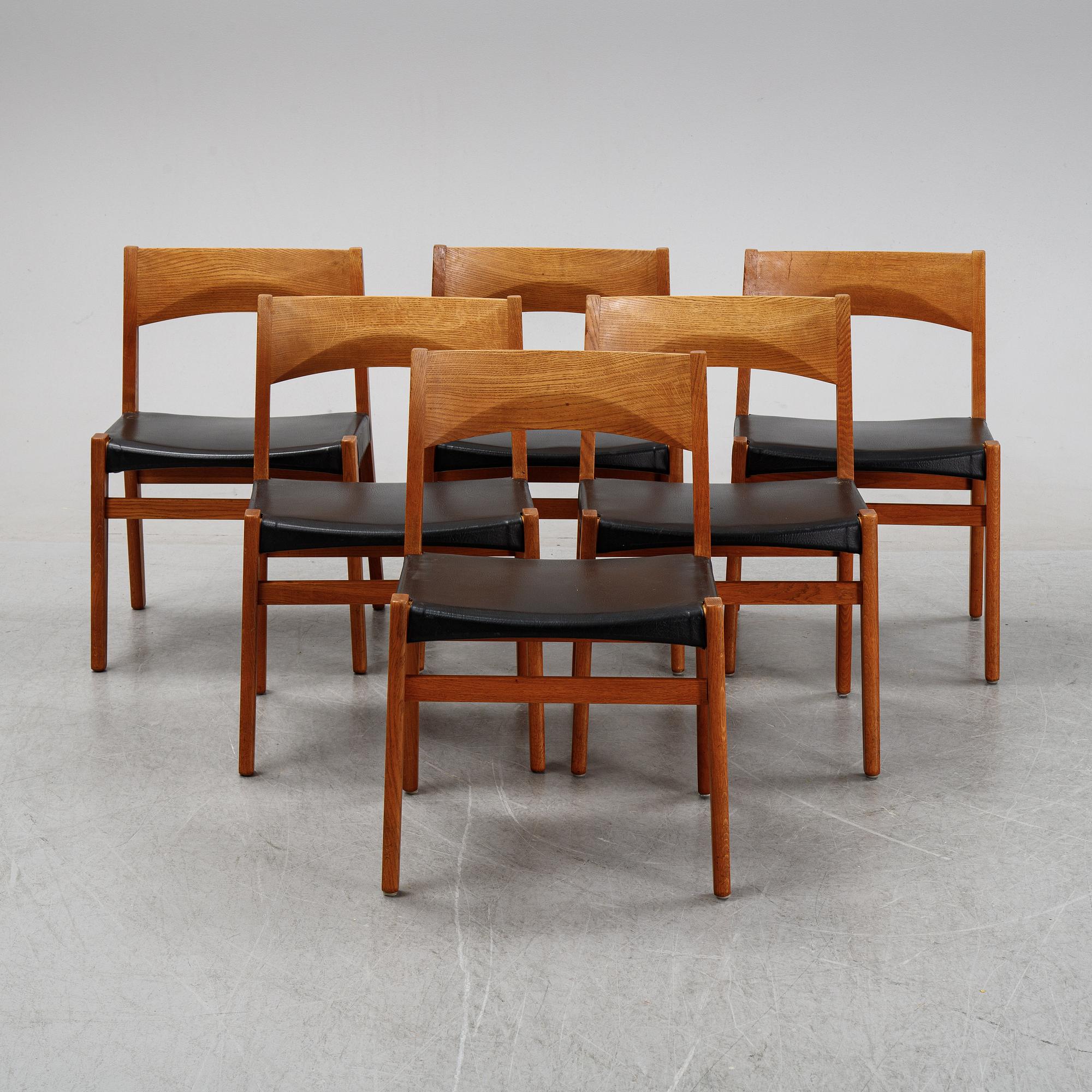 John Vedel Rieper, a set of six oak chairs, Denmark. Designed 1962.