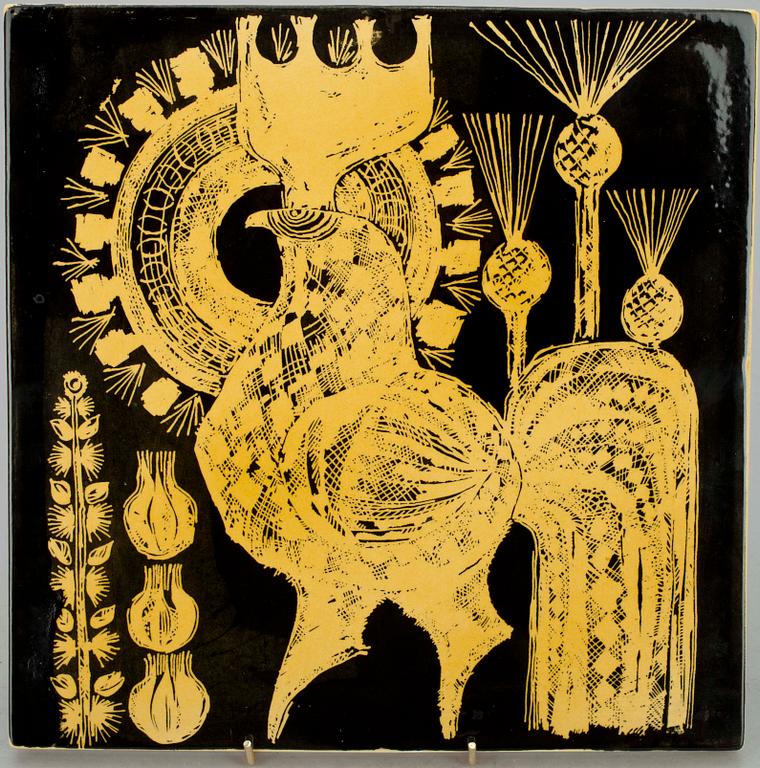 KERAMIKPLATTA, sign. Olle Alberius, Rörstrand, 1960-tal/1970-talets början.