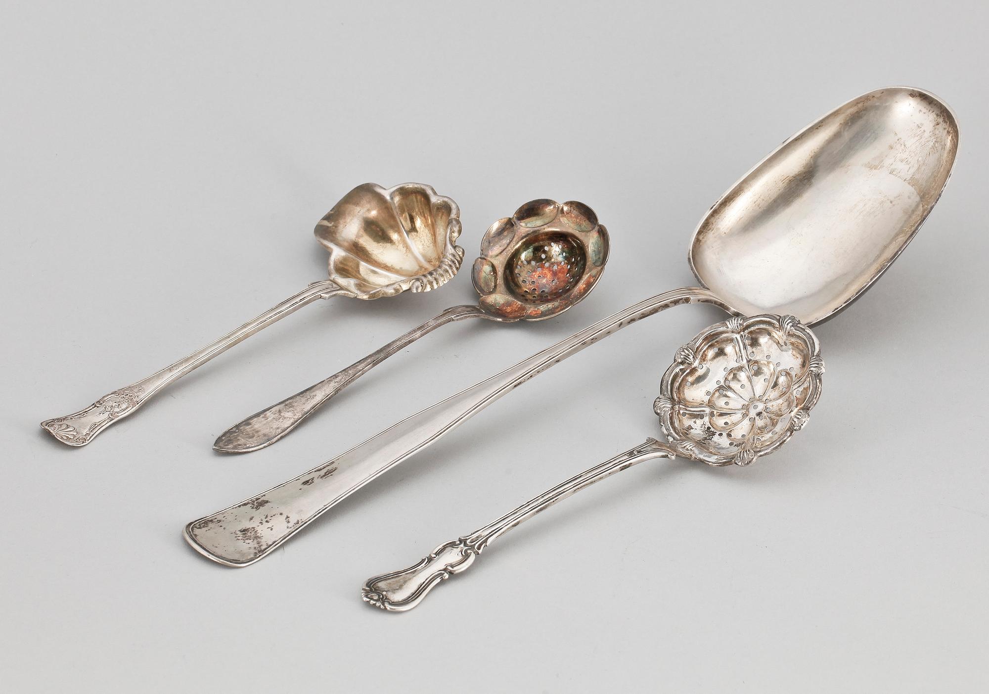PARTI SILVER/NYSILVER, 4 delar, 1800/1900-tal.