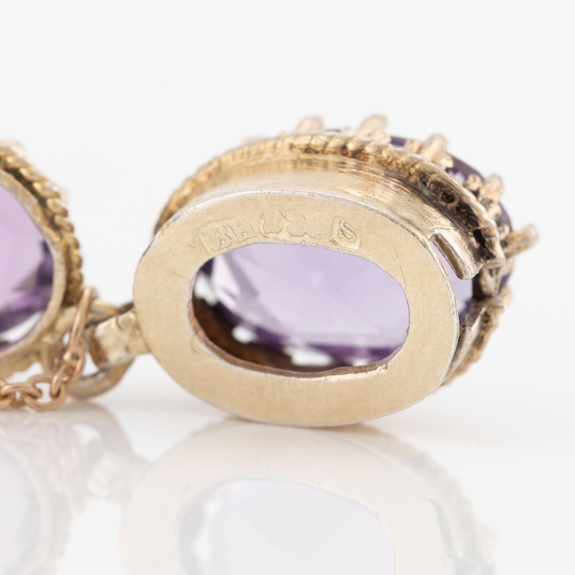 Necklace, rivière with amethysts.