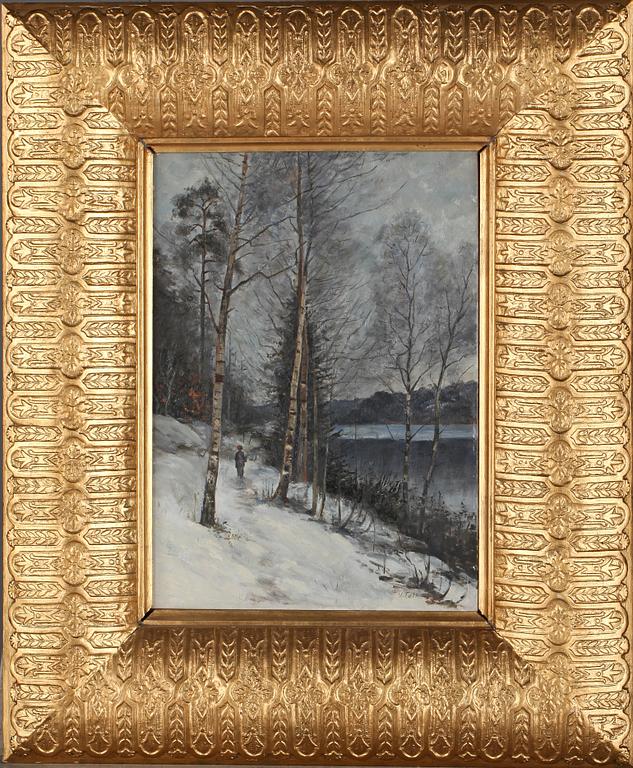OKÄND KONSTNÄR, olja på duk, signerad V Toll, 1900-talets första hälft.