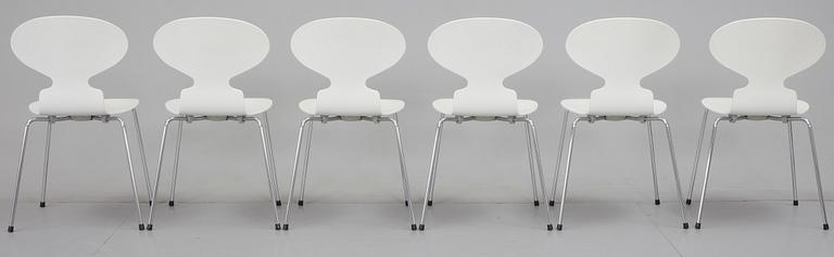 STOLAR, 6 st, "Myran", Arne Jacobsen, Fritz Hansen. Etikettmärkta, 1988.