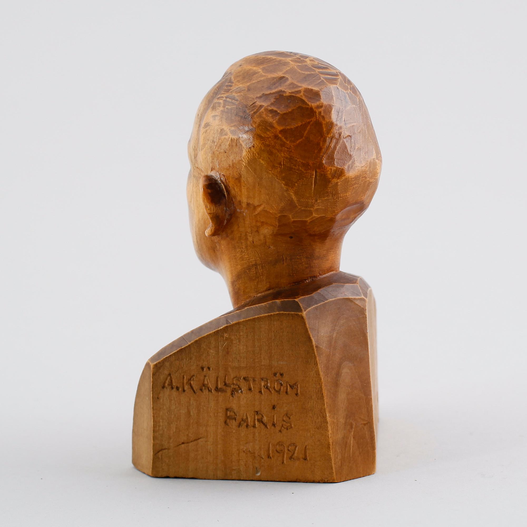 SKULPTUR, trä, Arvid Källström signerad och daterad 1921.