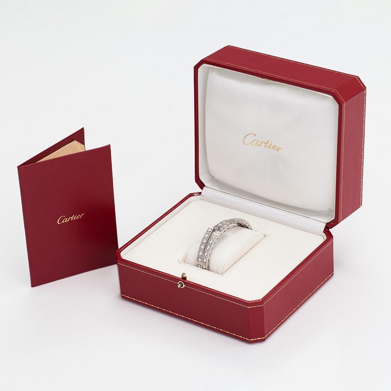 Cartier, Rannekoru "Tectonique", 18K valkokultaa, briljanttihiottuja timantteja n. 11.90 ct yht. Merkitty CT6808, JC.