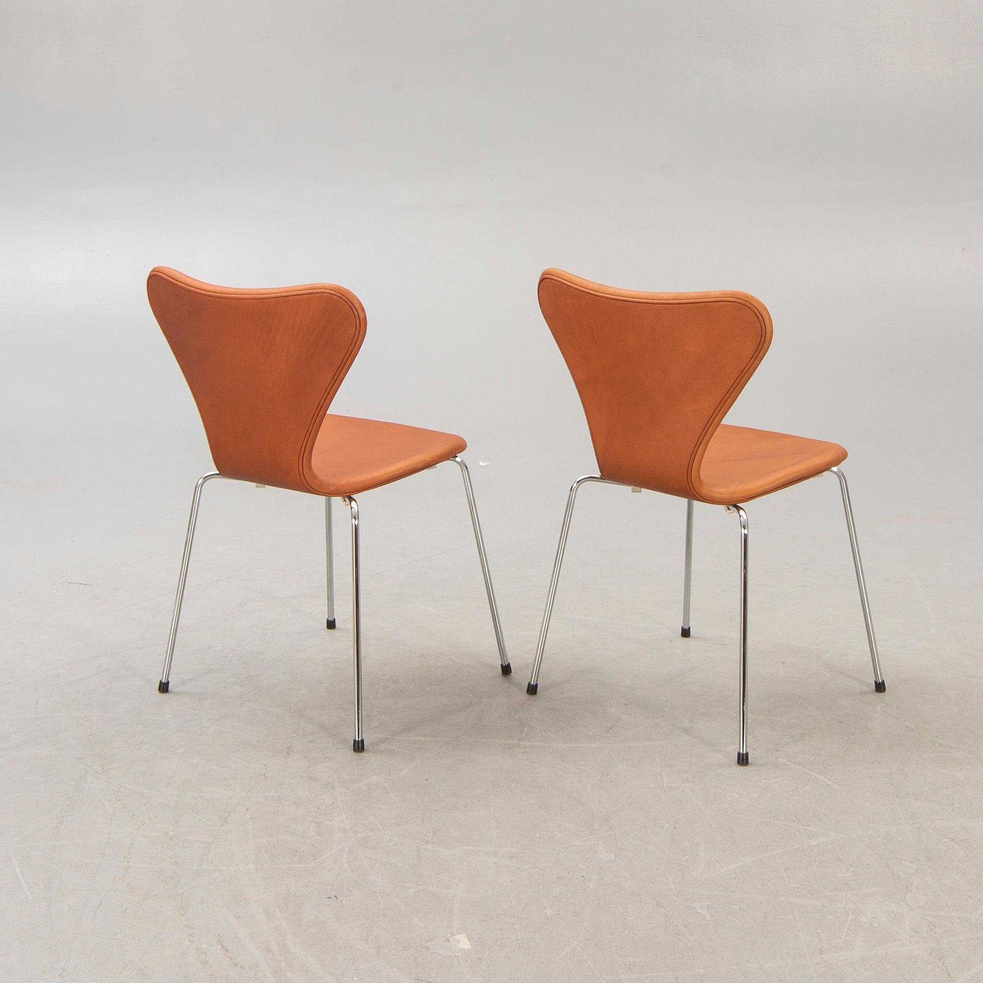 Arne Jacobsen, chairs, 6 pcs, "Sjuan", for Fritz Hansen, Denmark.
