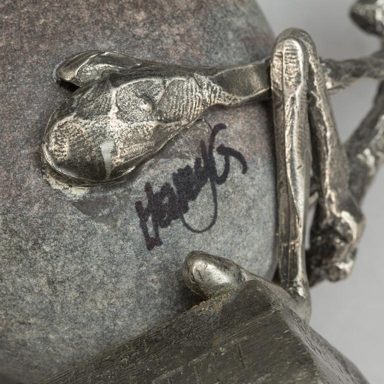 HENRY GUSTAFSSON, skulptur, sten och tenn, signerad.