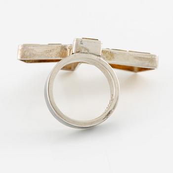 Jan-Christer Lundqvist, ring, sterling silver and gold with brilliant-cut diamonds, Skövde.