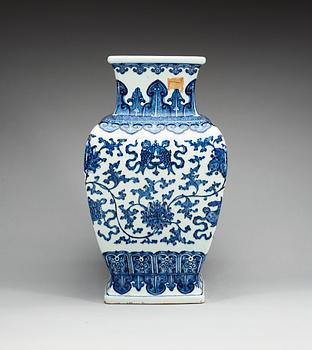 A large blue and white vase, Qing dynasty with Xuandes six character mark.