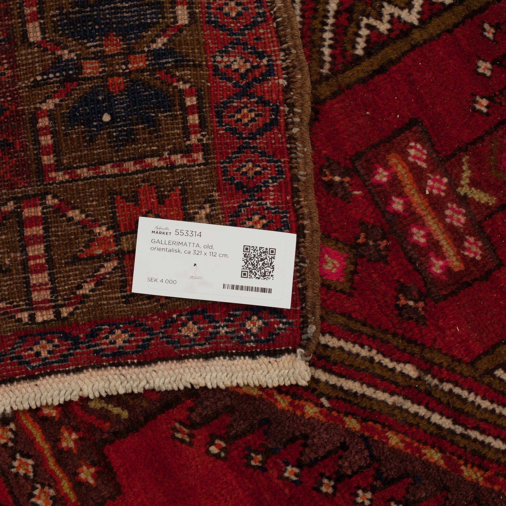 GALLERIMATTA, old, orientalisk, ca 321 x 112 cm.