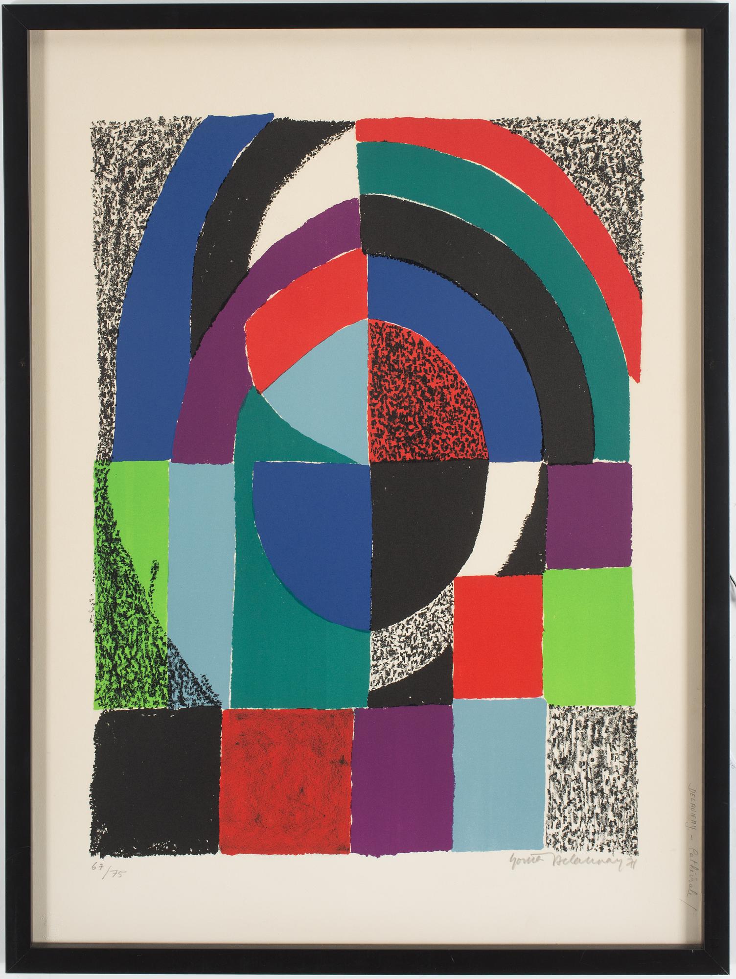SONIA DELAUNAY, "Cathedrale", color litograph, signed and numbered 67/75.
