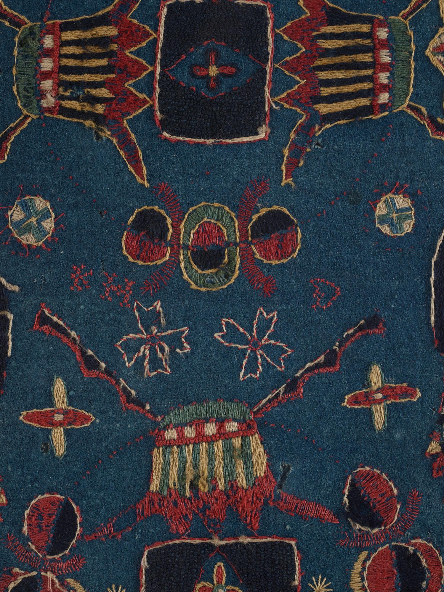 Inramad åkdyna, broderad, ca 93,5 x 43 cm, signerad AMA, Skåne, daterad 1811.
