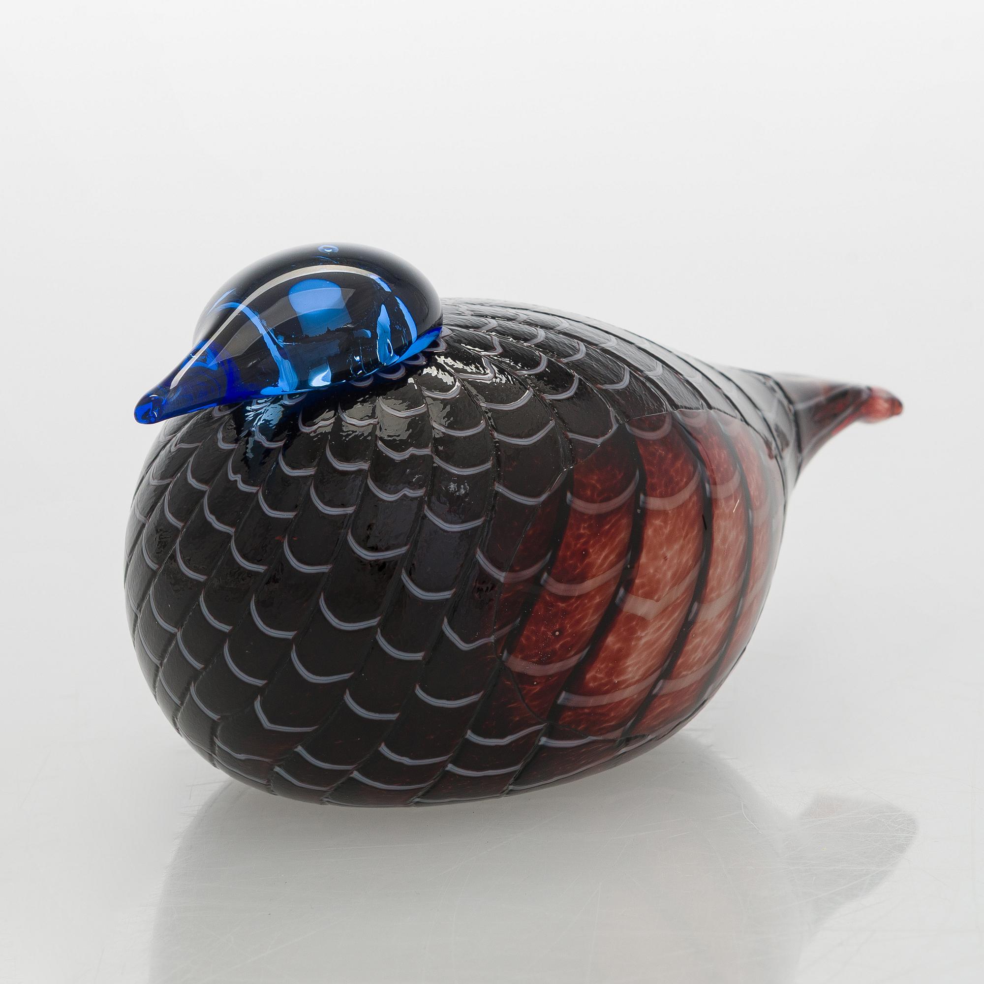 Oiva Toikka, lasilintu, signeerattu Oiva Toikka Nuutajärvi Notsjö Turun Sanomat.