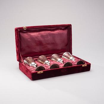 BÄGARE, 4 st, nysilver, troligen England 1900-tal.