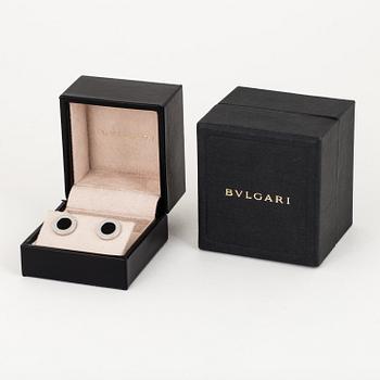 A pair of Bulgari earrings, 18K white gold with onyx.