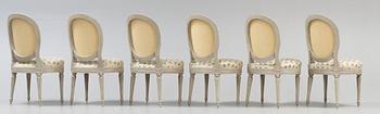Six Gustavian 18th century chairs.