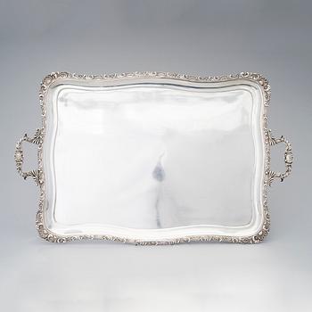 A RUSSIAN SILVER TRAY, St Petersburg, Johann Henricson 1802-1830, weight 2520 g.