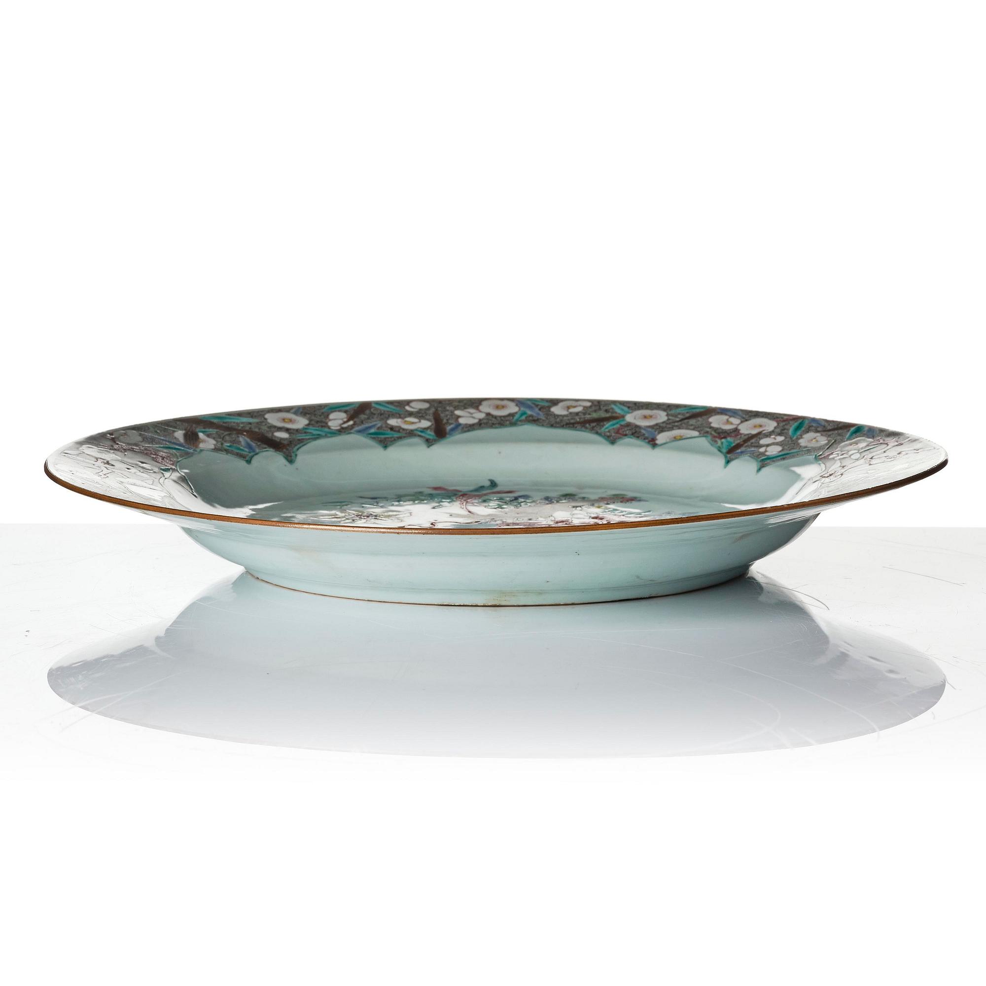 Two famille rose serving dishes and six dinner plates, Qing dynasty, Qianlong (1736-95).