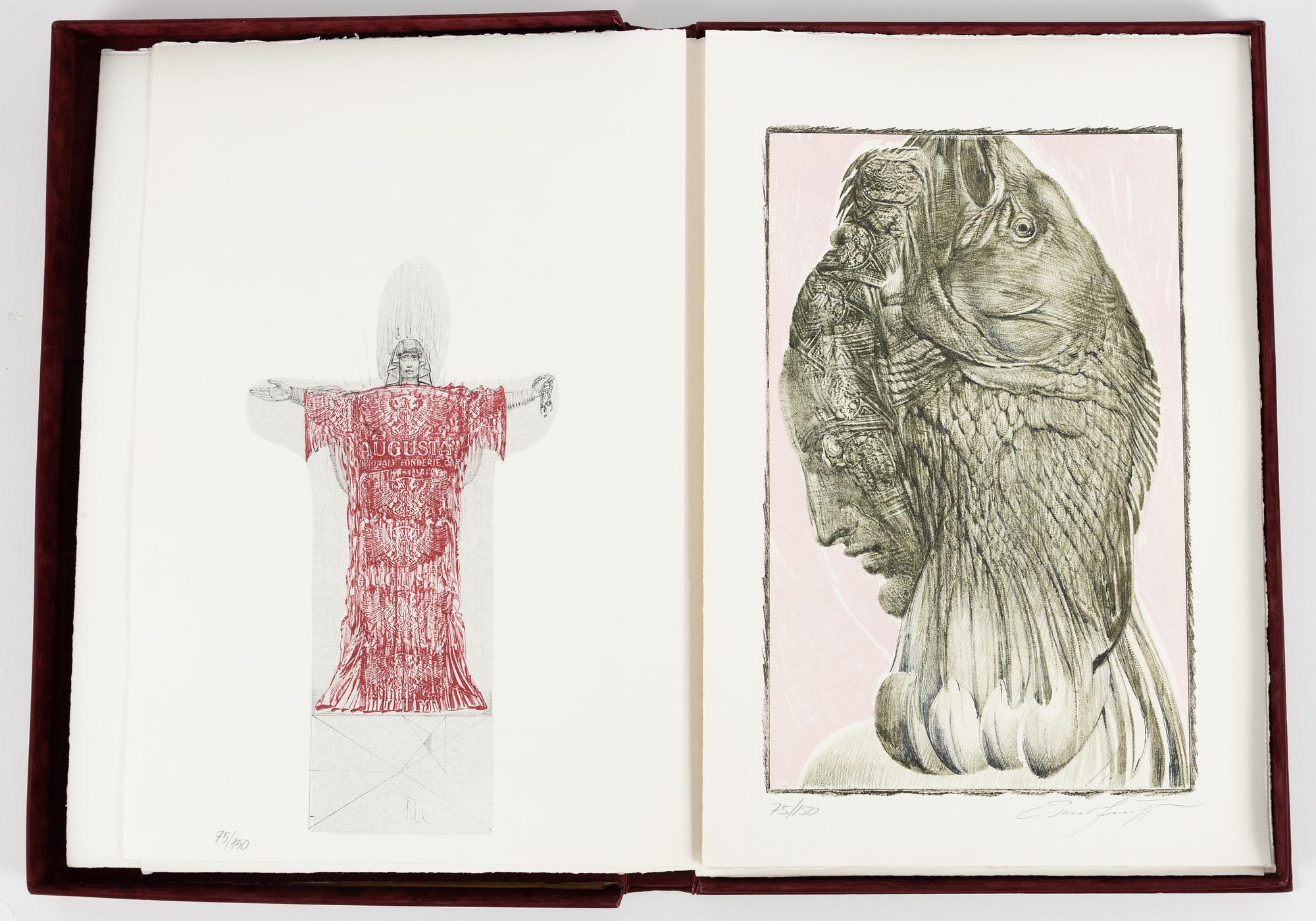 Ernst Fuchs, "Beneath the tree", mapp.  + två inramade.
