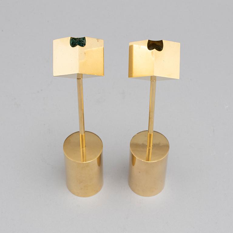 PIERRE FORSSELL, a pair of brass candlesticks, Skultuna.