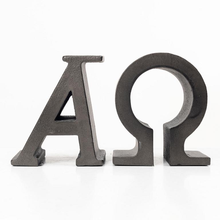 Josef Frank, Bookends, a pair, marked “Alfa & Omega”, Firma Svenskt Tenn.