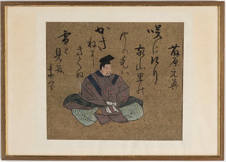 Two Japanese paintings, ink and color on paper, 19th century.