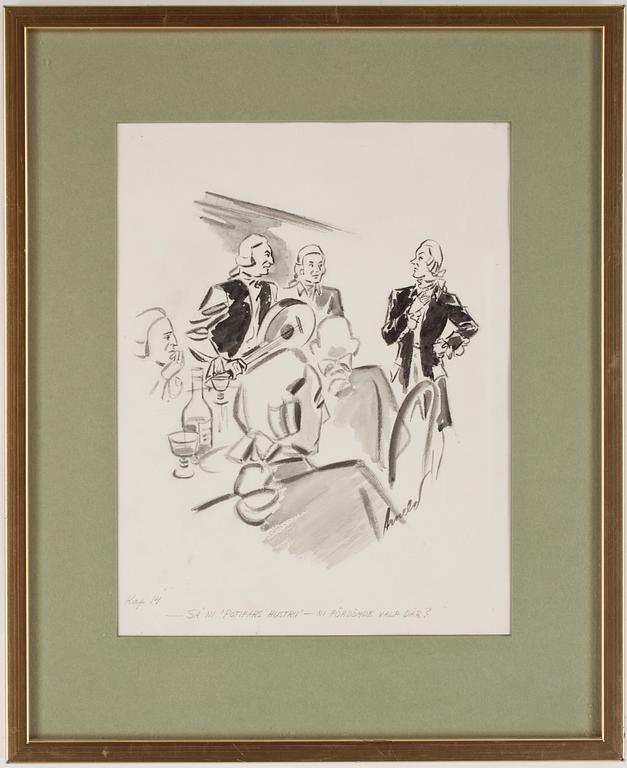 HANS ARNOLD, tuschteckning, sign.