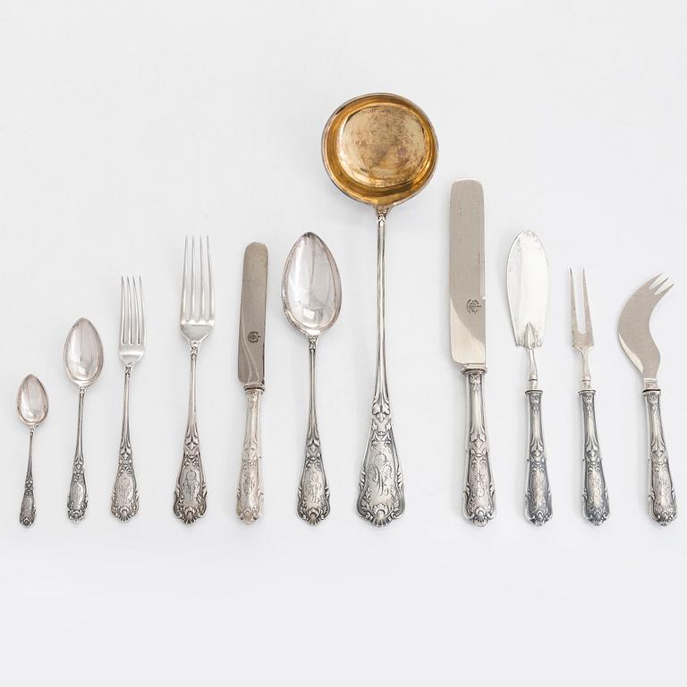 Nikolay Pavlov, a 43-piece silver cutlery set, Moscow  1908-1917.