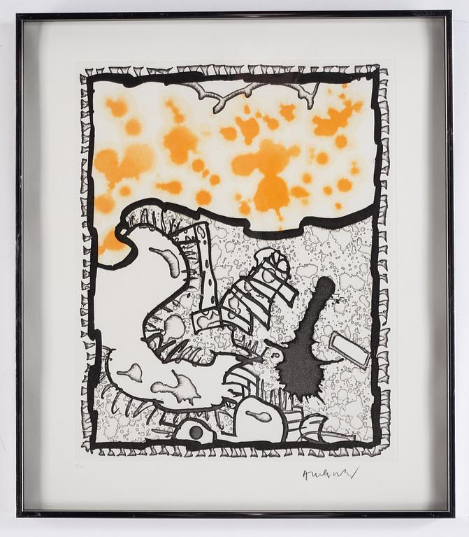 Pierre Alechinsky,  etsning & linoliumsnitt, 1989, signerad 2/125.