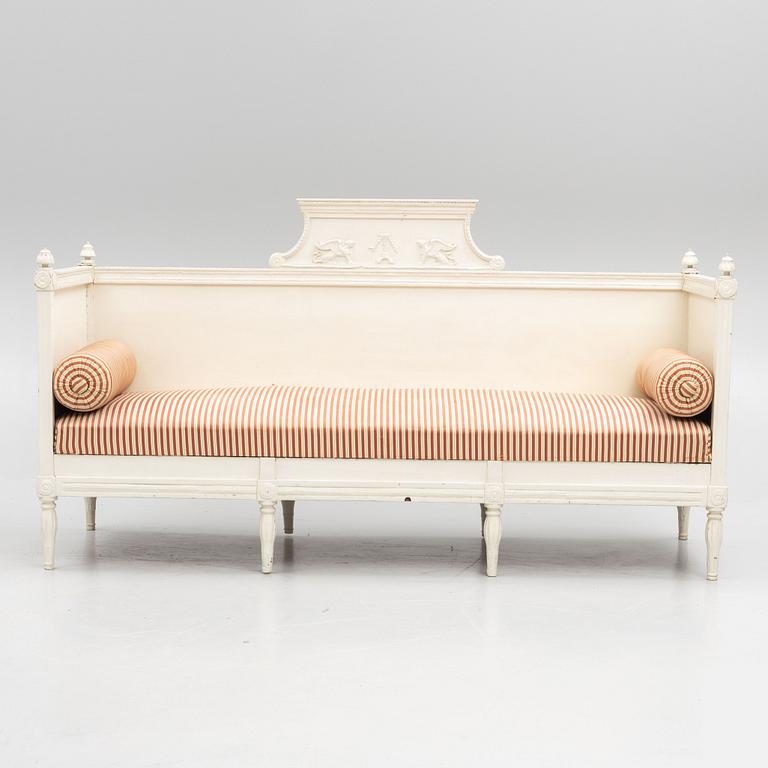 A Gustavian sofa, Sweden, early 18th century.