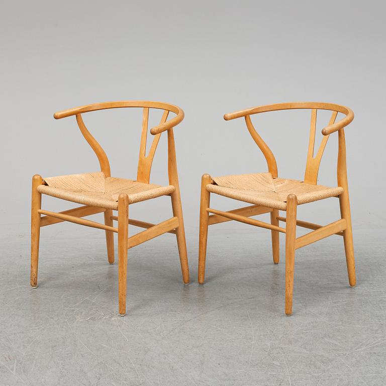 HANS J WEGNER, stolar, 6 st, "CH24" "Y-stolen", Carl Hansen & Son, Odense, Danmark, 1950-tal.