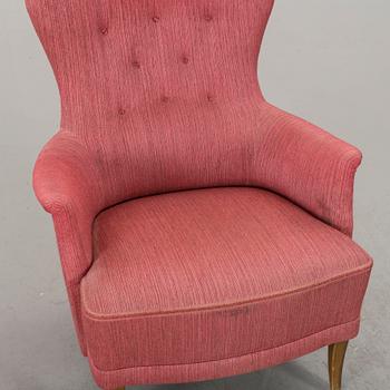 CARL MALMSTEN, fåtölj, "Farmor", AB O H Sjögren, Tranås, 1900-talets andra hälft.