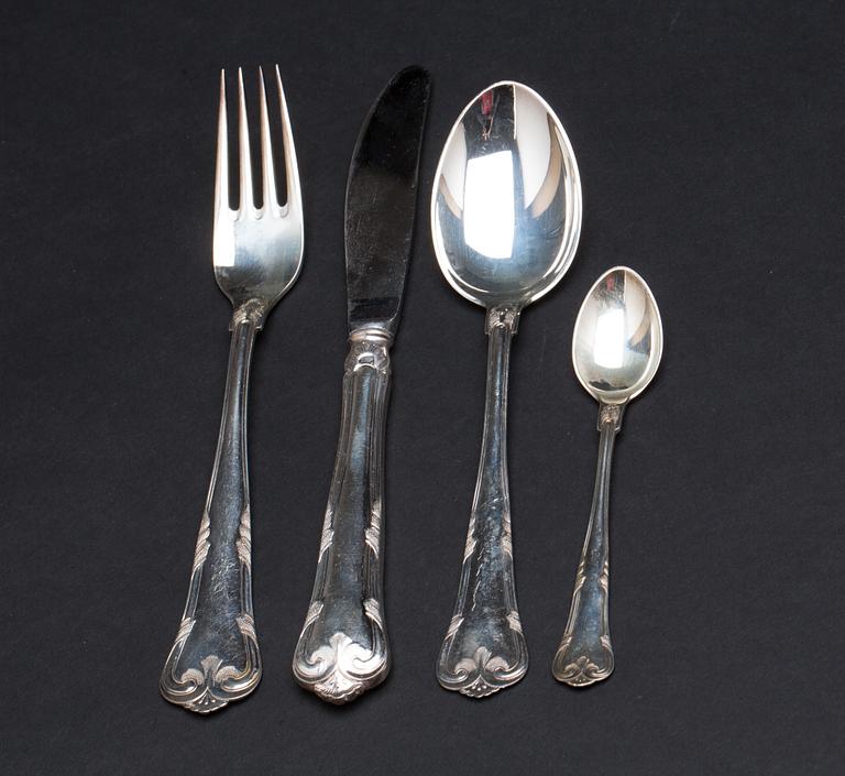 BESTICKUPPSÄTTNING, 6+6+6+6, silver. Köpenhamn. Ca 1050g.