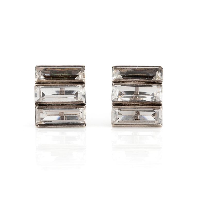 Wiwen Nilsson, a pair of earrings, sterling silver and rock crystal, Lund 1942.