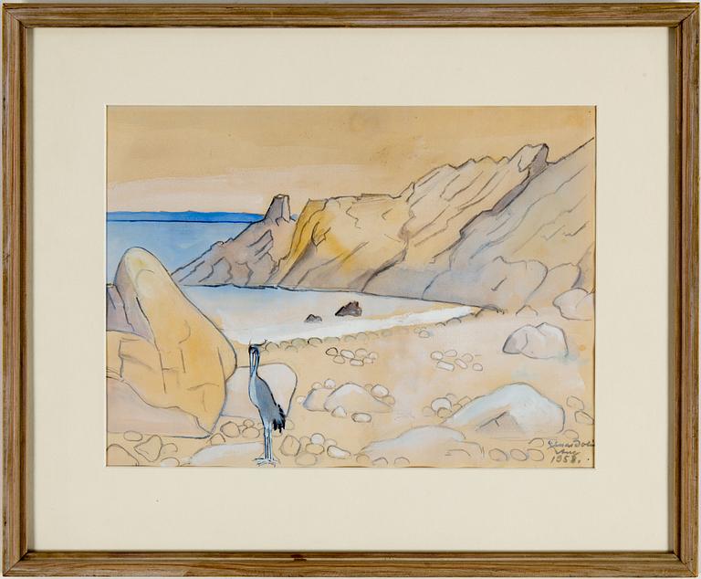 EINAR JOLIN, water color, signed and dated 1958.