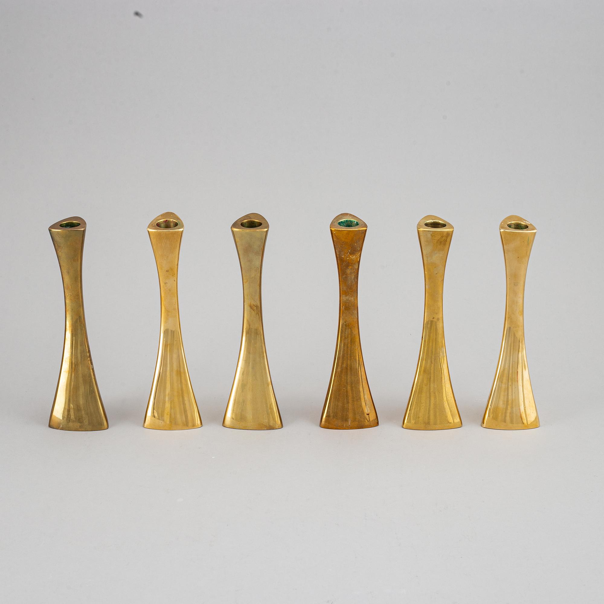 Karl Erik Ytterberg, ljusstakar 6 st, mässing, BCA Eskilstuna, 1960-tal.