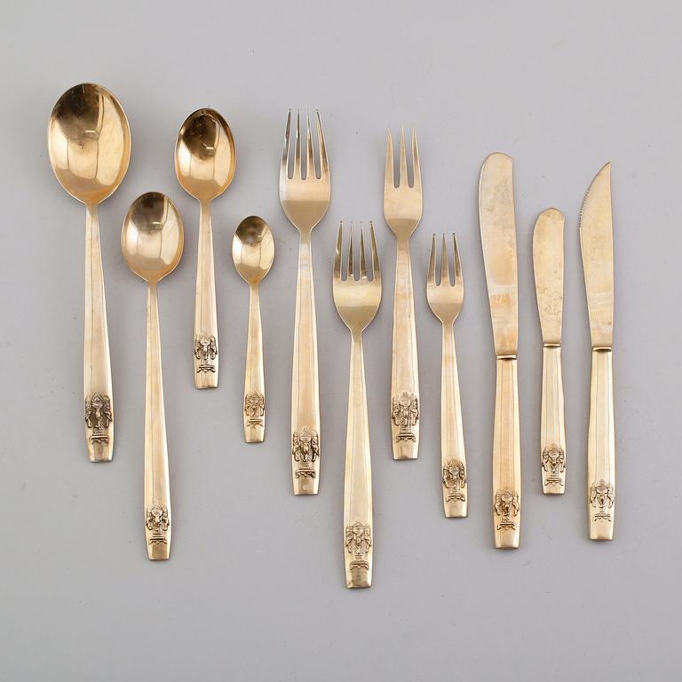 BESTICK, 141 delar, gulmetall, möjligen Indien, 1900-talets första hälft.