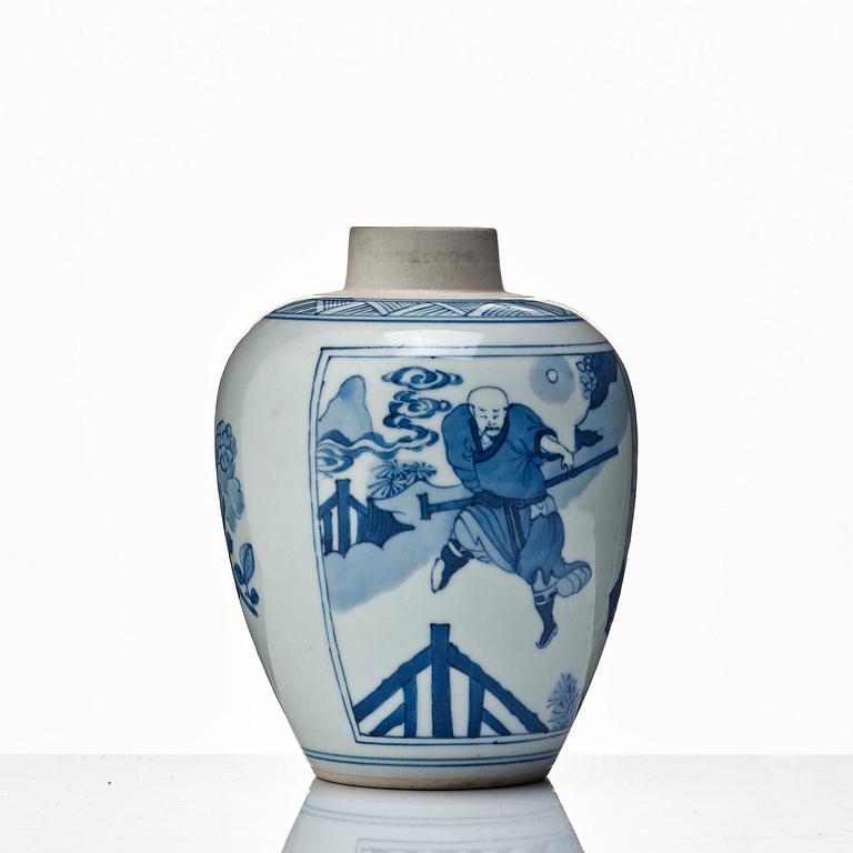 A blue and white jar, Qingdynasty, Kangxi (1662-1722).