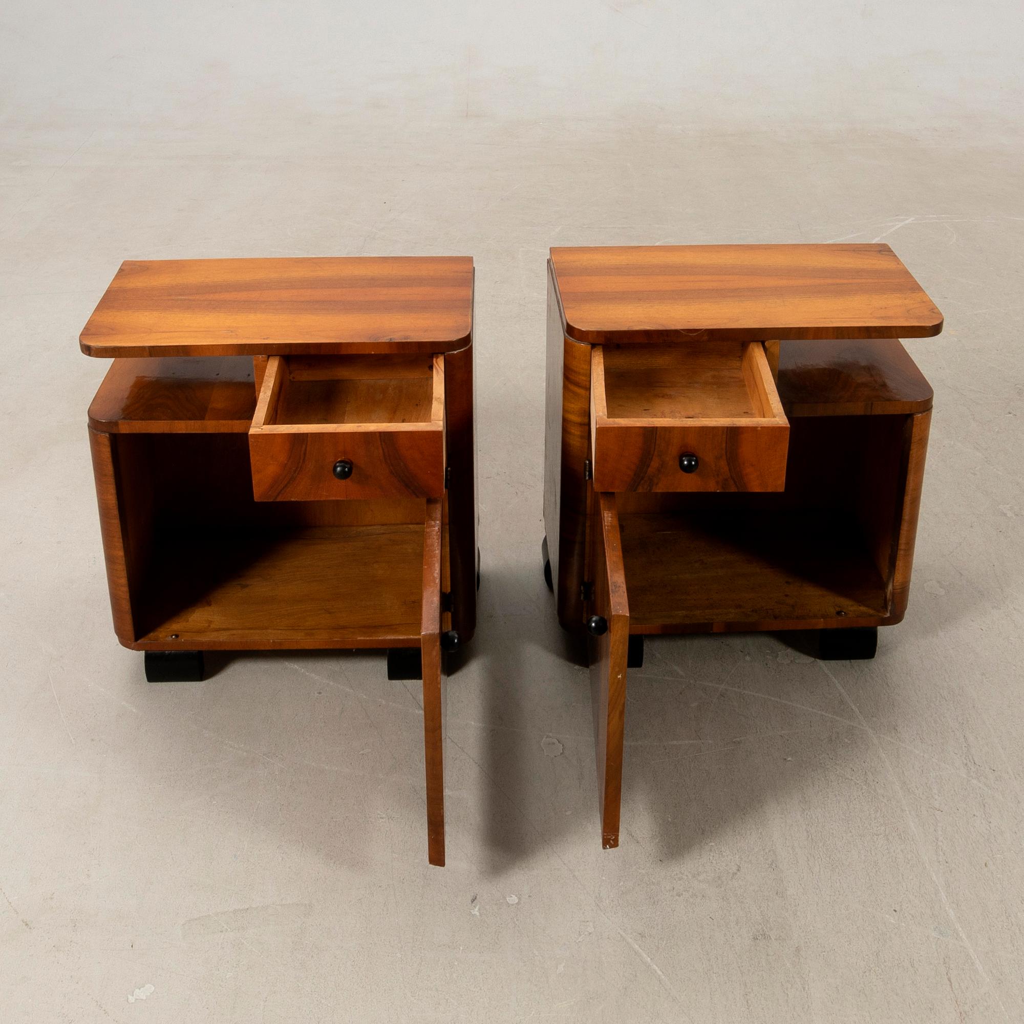 Bedside tables, a pair, Art Deco style, 20th century.