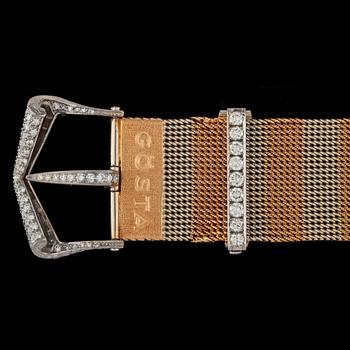 1223. ARMBAND, i form av skärp, briljantslipade diamanter, tot. 2.60 ct. Torndahls, 1958.