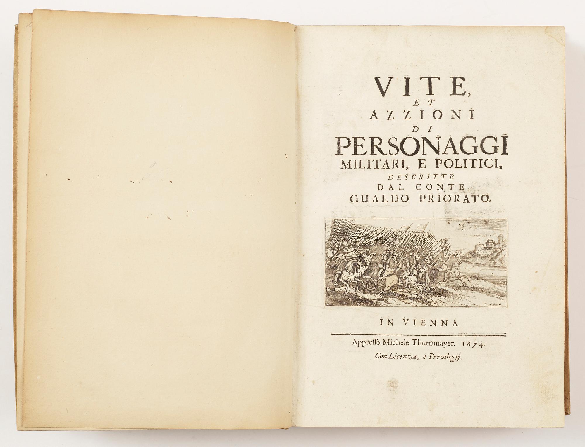 BOK, "Vite et azzioni di personaggi militari e politici" av Gualdo Priorato Galeazzo, Wien 1674.