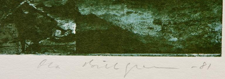 OLA BILLGREN, färglitografi, sign, dat -81, provtryck.