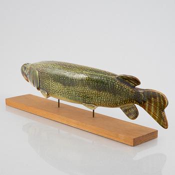 Sven Wejsfelt, a stoneware pike figurine/sculpture, Gustavsberg, Sweden.