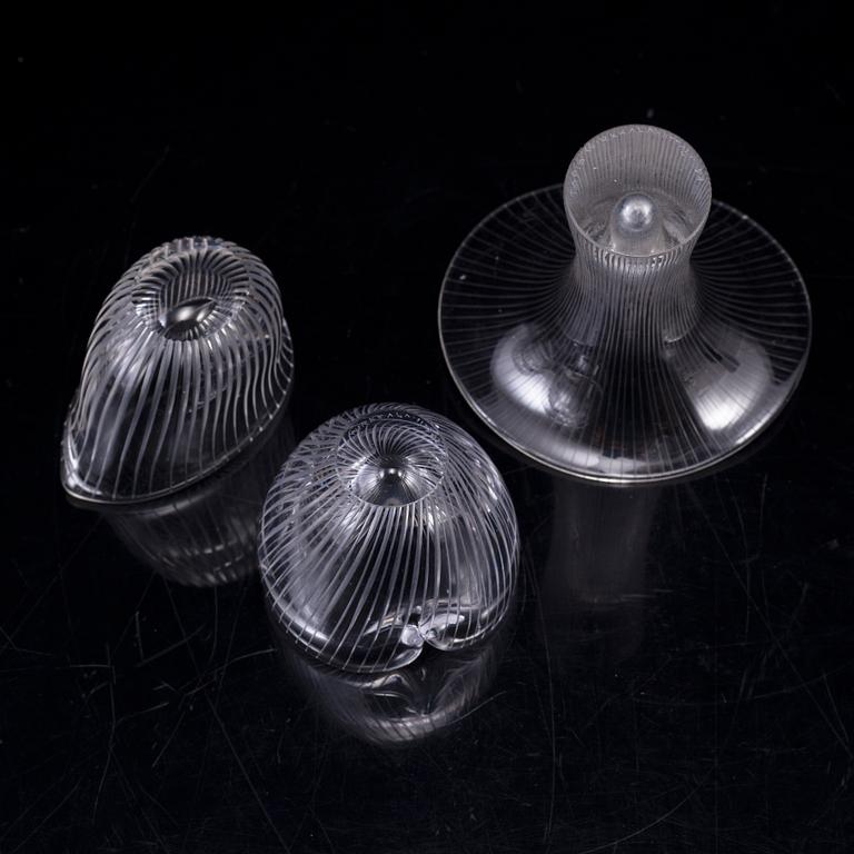 TAPIO WIRKKALA, three glass vases from Iittala, Finland.